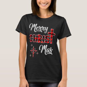 T-shirt Joyeux Noël Chrétiens Cadeaux Buffalo Plaid Paj