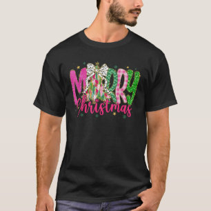 T-shirt Joyeux Noël Coloré Coquette Bow Noël Tr