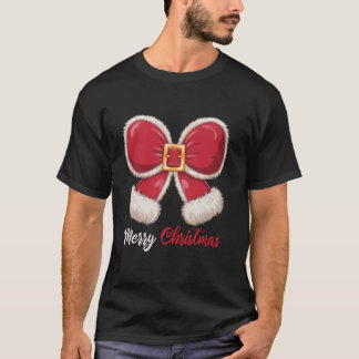 T-shirt Joyeux Noël Coquette Bow Noël Père Noël Chris
