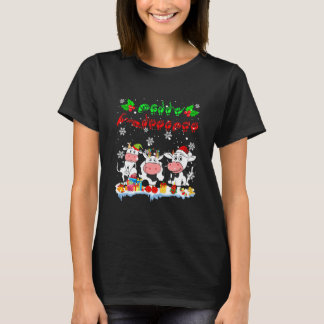 T-shirt Joyeux Noël Cute Cow Farmer ASL Langue des signes