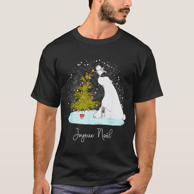 T-shirt Joyeux Noël - Cute Lar Bear Penguin Christmas  (Devant)