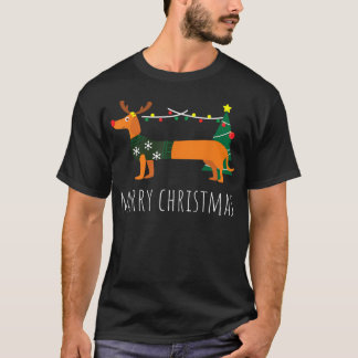 T-shirt Joyeux Noël Dachshund Reindeer Chien Noël G