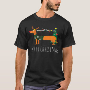 T-shirt Joyeux Noël Dachshund Reindeer Chien Noël G