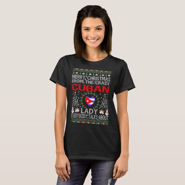 T-shirt Joyeux Noël de Madame cubaine Ugly Sweater (Devant entier)