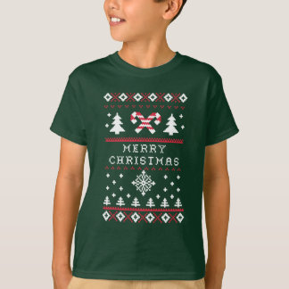 T-shirt Joyeux Noël de Noël de sucre de canne laid de