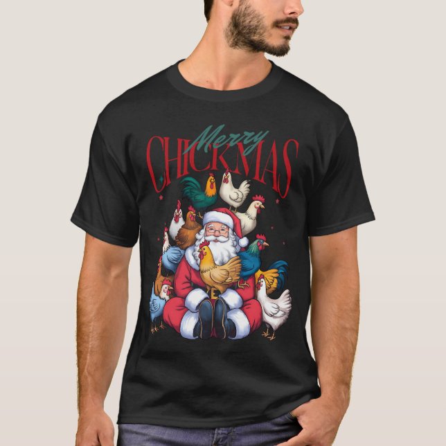 T-shirt Joyeux Noël de poulets amusant (Devant)