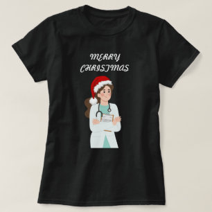T-shirt Joyeux Noël Docteur Infirmière Festive Pour Elle