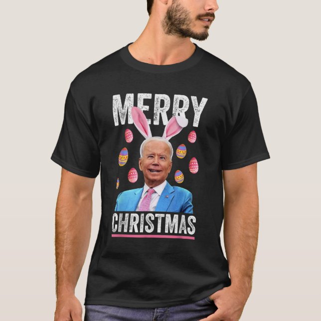 T-shirt Joyeux Noël Drôle Biden Confus pour Eas (Devant)