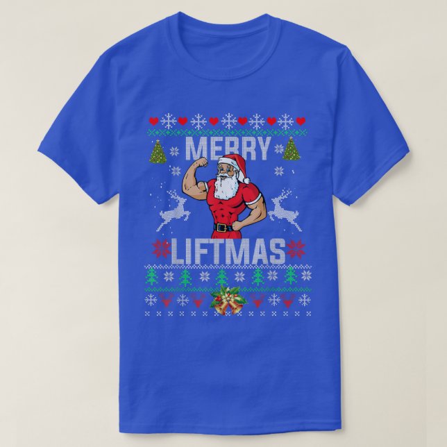 T-shirt Joyeux Noël Drôle Gymnase de Noël Levant Père Noël (Design devant)