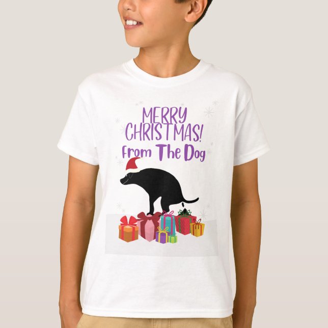 T-shirt Joyeux Noël du chien qui caca (Devant)