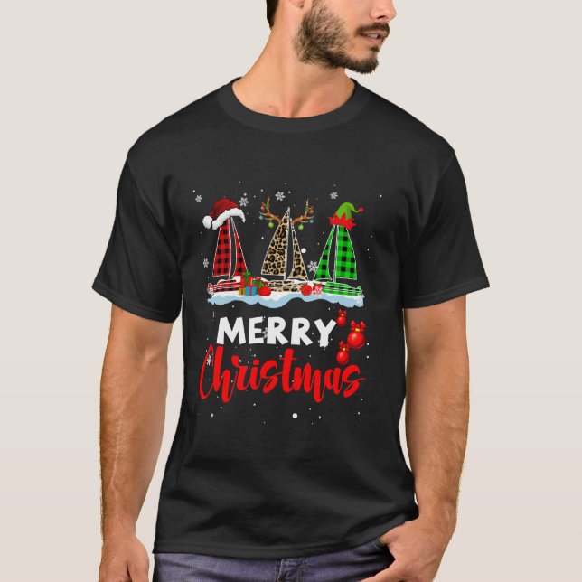 T-shirt Joyeux Noël ELF Reindeer Père Noël Plaid Leopard S (Devant)