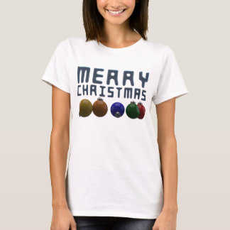 T-shirt Joyeux Noël en 3D Typographie Ornements de Noël