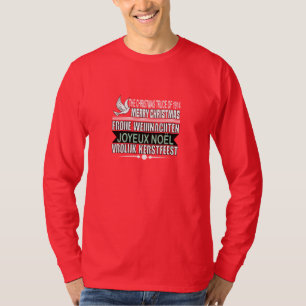 T-shirt Joyeux Noël en allemand, français, et Néerlanda