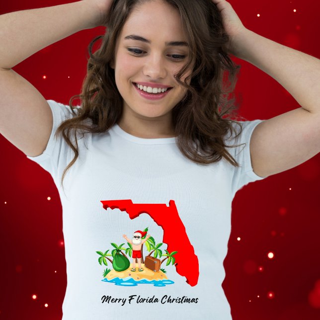 T-shirt Joyeux Noël en Floride ! Père Noël et palmiers (Créateur téléchargé)