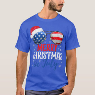 T-shirt Joyeux Noël En Juillet Drapeau Américain Père Noël