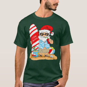 T-shirt Joyeux Noël En Juillet Santa Claus Surfboard Summ