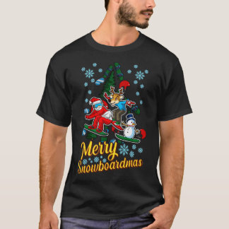 T-shirt Joyeux Noël en Snowboard Arbre de Noël Laid