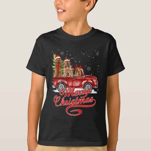 T-shirt Joyeux Noël Er Chiens espagnols Père Noël Reindeer (Devant)