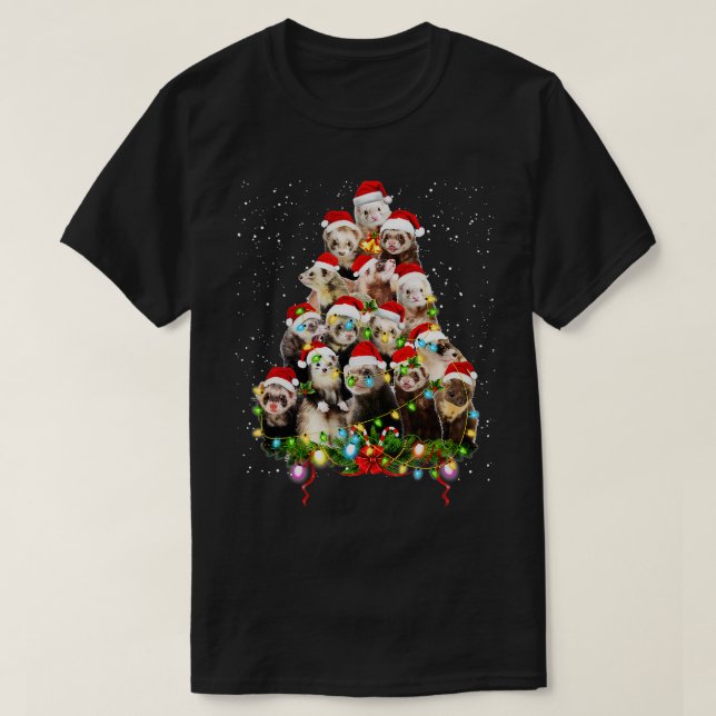 T-shirt Joyeux Noël Ferret Arbre de Noël San (Design devant)