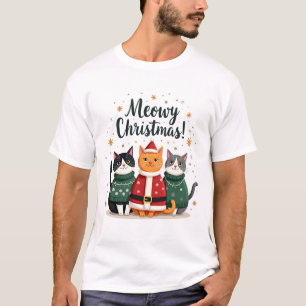T-shirt Joyeux Noël Funny Cat Noël Holiday Xmas S