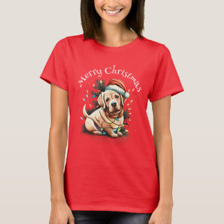 T-shirt Joyeux Noël Golden Retriever Puppy