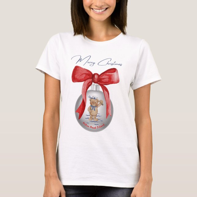 T-shirt Joyeux Noël Hilton Head Island Ours Ornement (Devant)
