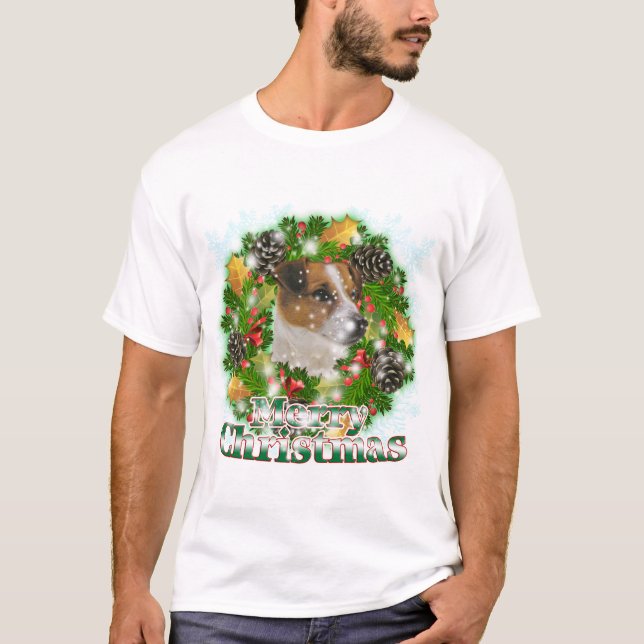 T-shirt Joyeux Noël Jack Russell (Devant)