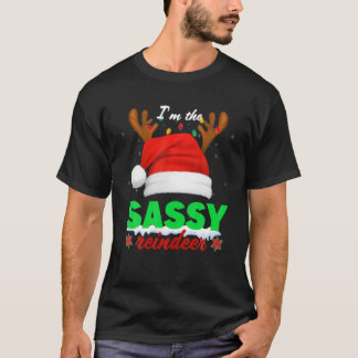 T-shirt Joyeux Noël Je suis Sassy Reindeer Lights Noël