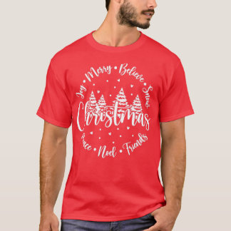 T-shirt Joyeux Noël Joie Croire Noël Arbre de neige Li