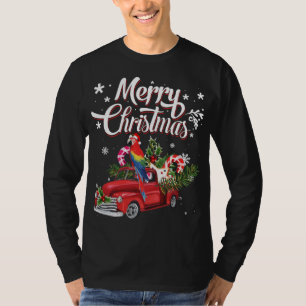 T-shirt Joyeux Noël Joyeux Noël Arbre Rouge Camion perroqu