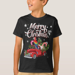 T-shirt Joyeux Noël Joyeux Noël Arbre Rouge Camion perroqu