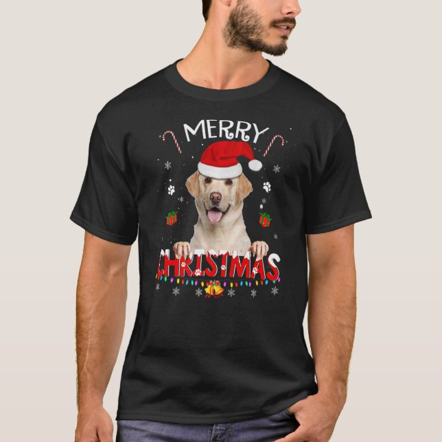 T-shirt Joyeux Noël Labrador Retriever Chien Santa Hat X (Devant)