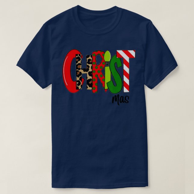 T-shirt Joyeux Noël Leopard Buffalo Rouge Plaid Pour Homme (Design devant)