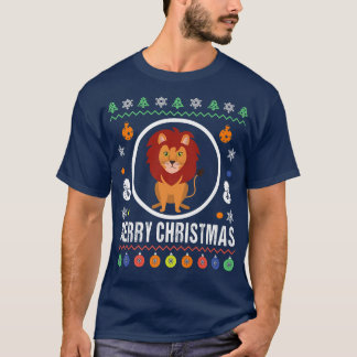 T-shirt Joyeux Noël Lion laide doux Joyeux Jeu de Noël Kni