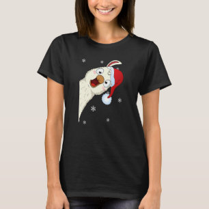 T-shirt Joyeux Noël Llama Avec Santa Hat Neige Noël Lla