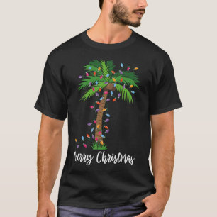 T-shirt Joyeux Noël Lumières Palm Tree Beach Noël Pyjama