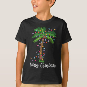 T-shirt Joyeux Noël Lumières Palm Tree Beach Noël Pyjama