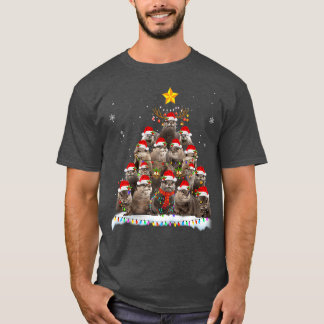 T-shirt Joyeux Noël Lumières Tree Otter Père Noël Décorati