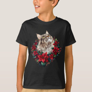 T-shirt Joyeux Noël Maine Coon Chat 