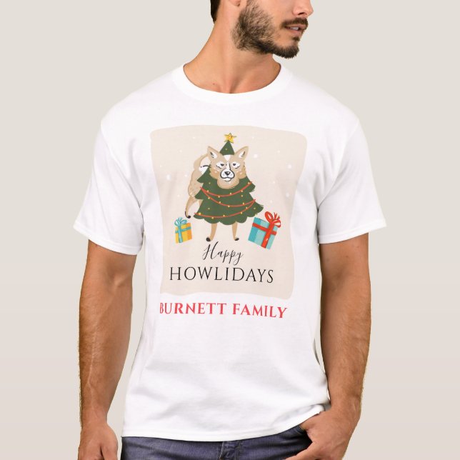 T-shirt Joyeux Noël Matching Famille Howlidays Animaux (Devant)