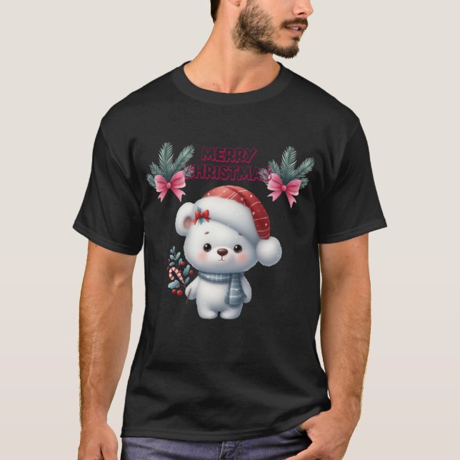 T-shirt Joyeux Noël mignon ours polaire (Devant)