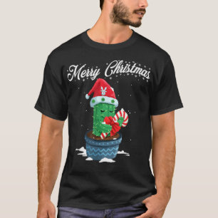 T-shirt Joyeux Noël mignonne Cactus Santa Hat Sucre de can