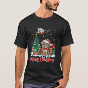 T-shirt Joyeux Noël mignonne Cheetah Santa Hat Cheetah Lov