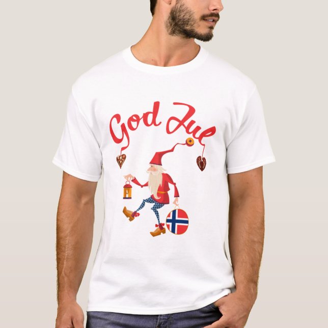 T-shirt Joyeux Noël norwegien de dieu jul Normandie tomte  (Devant)