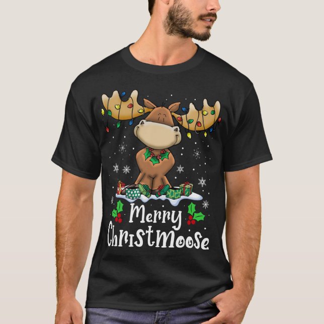T-shirt Joyeux Noël Oie de Noël Oie de Noël Lumières (Devant)