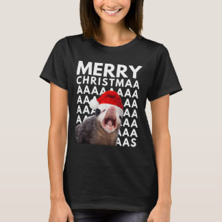 T-shirt Joyeux Noël Opossum hurlant Amusants Hommes Femmes