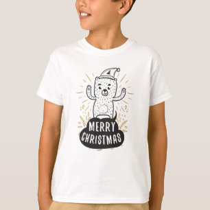 T-shirt Joyeux Noël Ours Black Gold Cartoon Funny