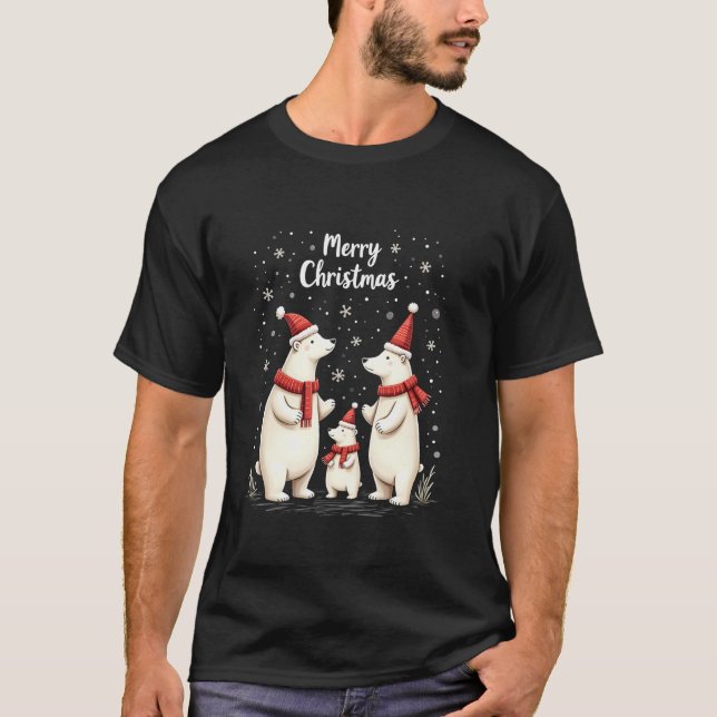T-shirt Joyeux Noël Ours polaire Père Noël Chapeau Claus A (Devant)