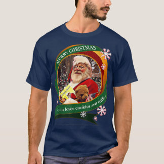 T-shirt Joyeux Noël Père Noël aime les cookies et le lait 