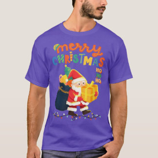 T-shirt Joyeux Noël Père Noël apportant des présents color
